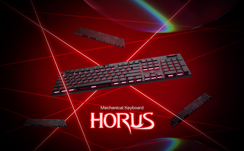 Redragon K618 Horus - Механічна ігрова клавіатура з RGB підсвічуванням, 3 режими підключення (BT/2.4GHz/кабель), плоскі клавіші, лінійні червоні перемикачі, медіа-керування
