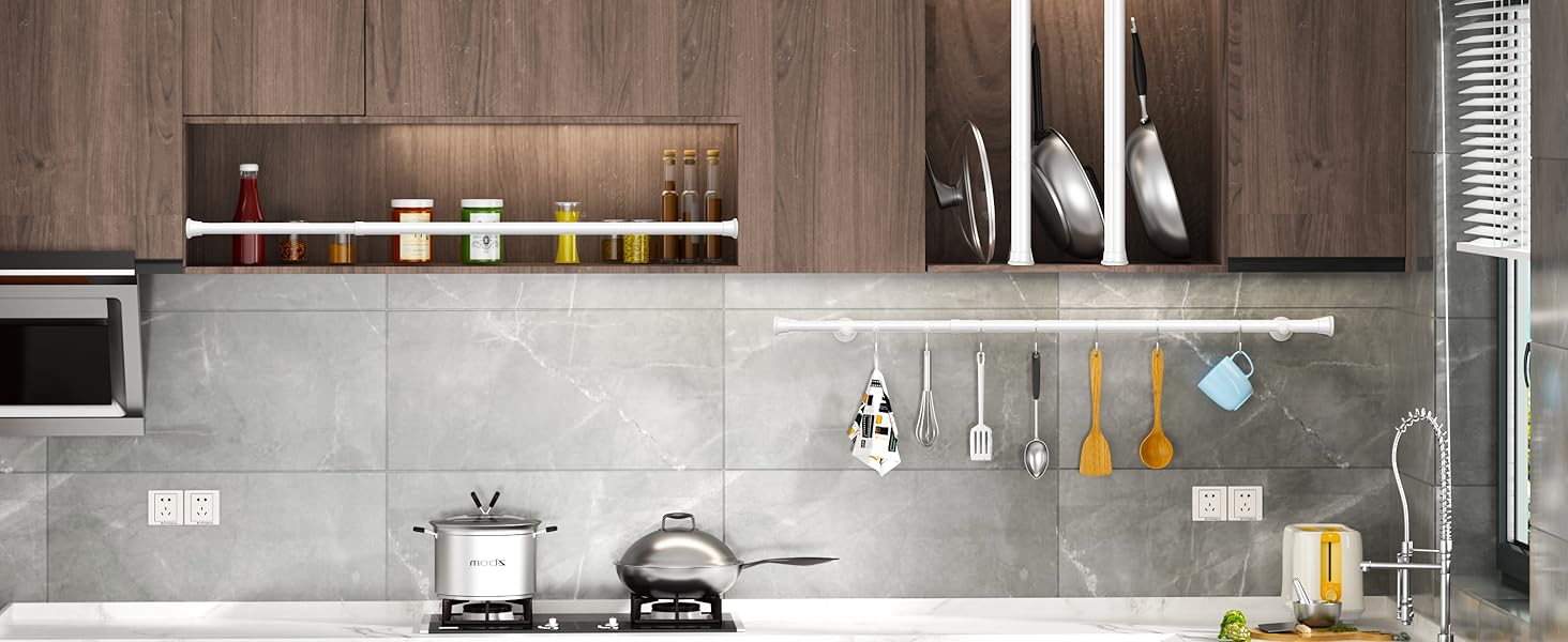 Штанга для карниза без свердління AIZESI 60-120 см, біла (телескопічна, 1 шт.)