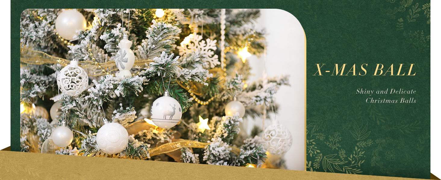 Набір ялинкових прикрас SOLEDI® 128 шт. Преміум якість, пластикові кулі білого кольору з зіркою на верхівку. Міцний та безпечний набір прикрас з петельками. Різнокольорові ялинкові кулі, багаторазовий декор для Різдва.