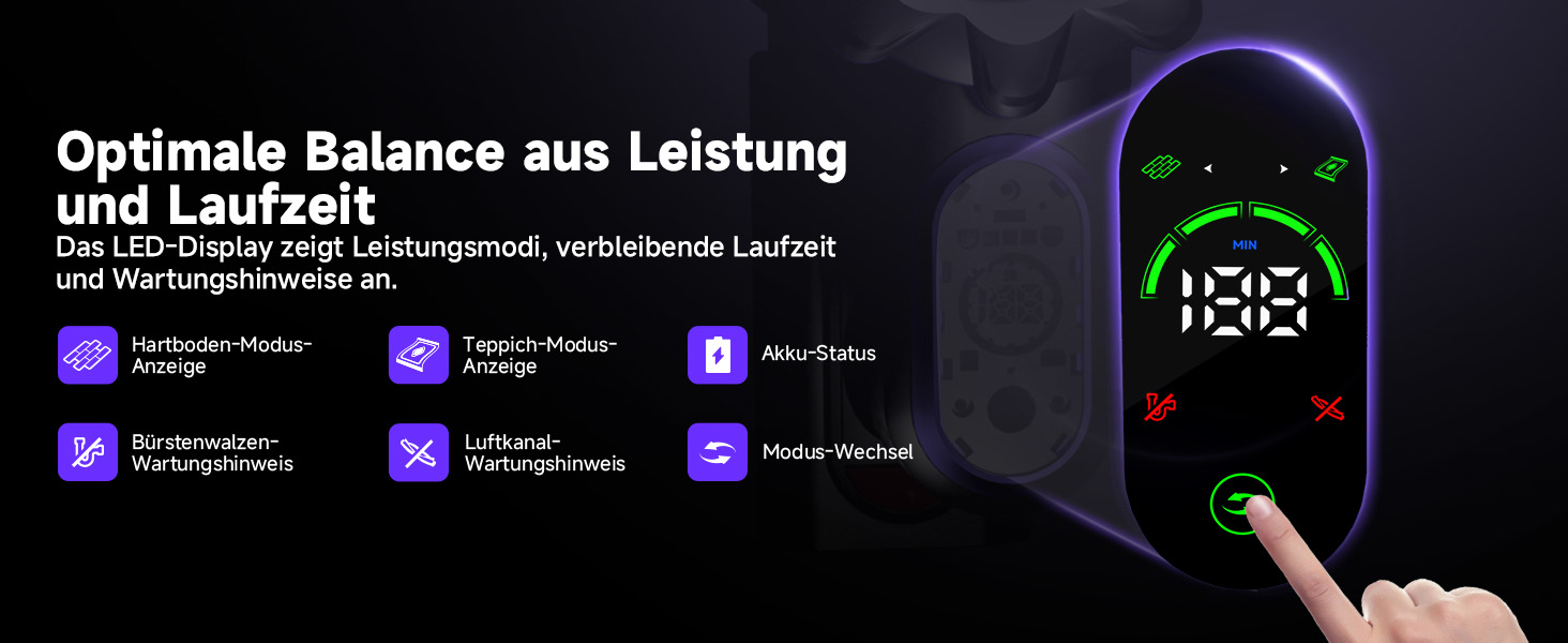 MONSGA Бездротовий акумуляторний пилосос з дисплеєм, 45000Pa, 50 хвилин роботи, антизаплутана щітка, самостійна парковка, док-станція на стіні, 8-шарова фільтрація, безщітковий двигун, для твердих поверхонь, килимів, шерсті тварин, авто