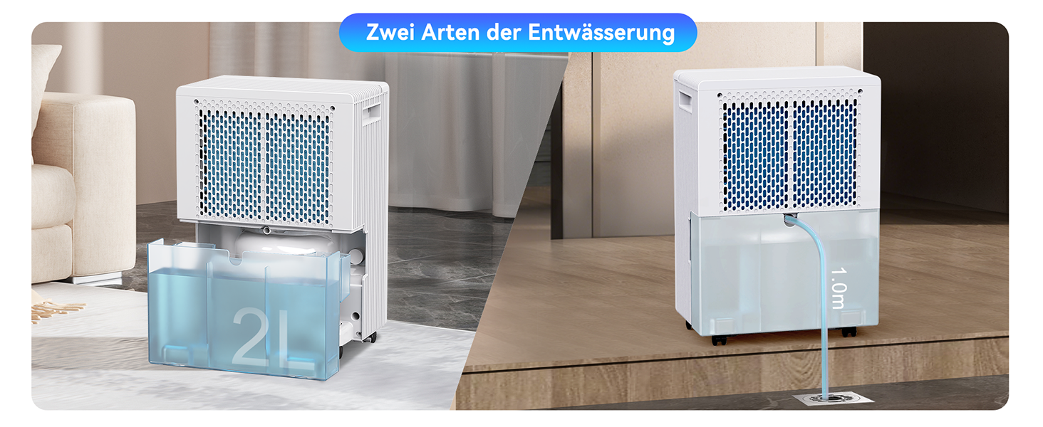 Електричний осушувач повітря Fwoueot 16L/24h для дому: осушувач з компресором для приміщень до 45 м², автоматичне відтанення, 3 режими, таймер 24 години, великий бак 2L, з колесами, для спальні