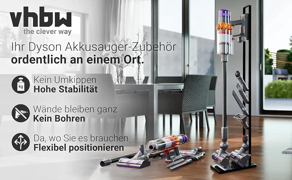 Підставка vhbw для пилососів Dyson V7, V8, V10, V11, V12 Slim, V15 Detect, V15s Submarine - аксесуар для зберігання та зарядки