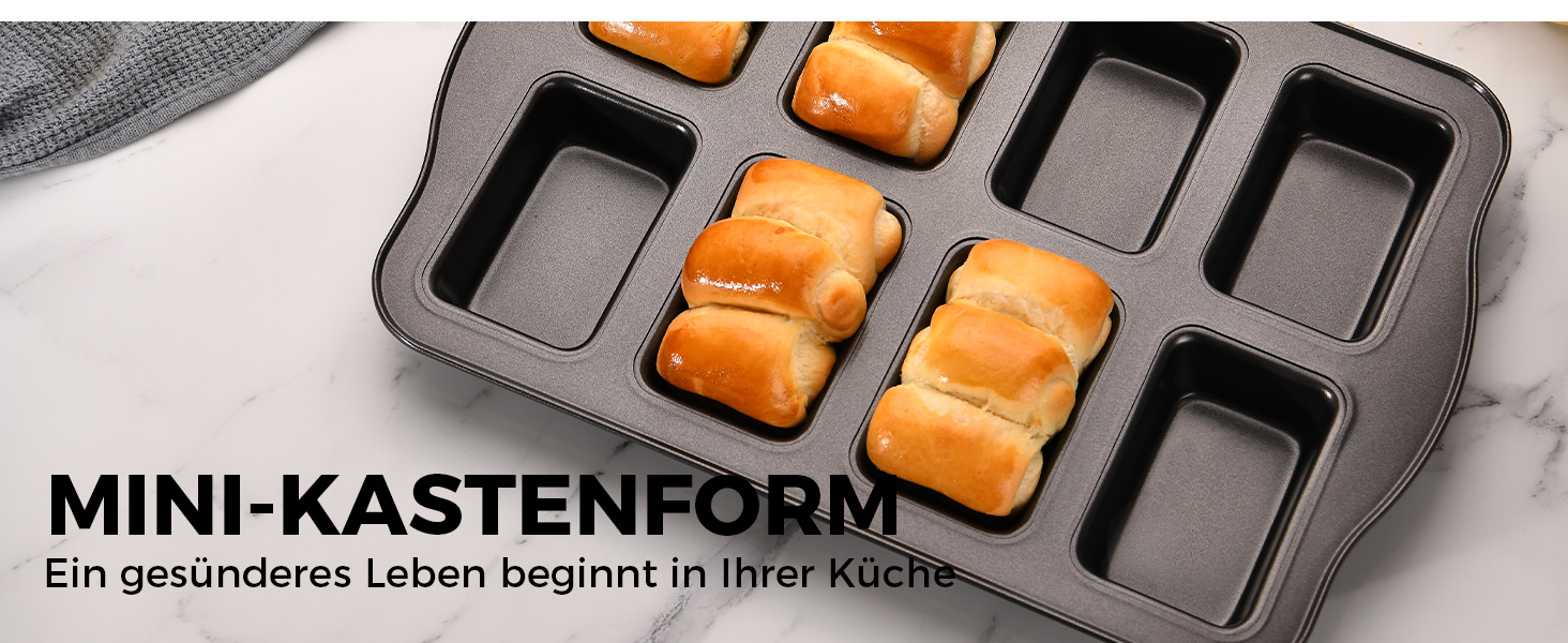 Форми для випічки HONGBAKE (2 шт.) з антипригарним покриттям, 36x24 см, з вуглецевої сталі, BPA-free, для міні-бананового хліба, брауні та хліба