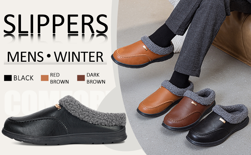 Чоловічі домашні тапочки з плюшевою підкладкою, теплі зимові, чорні (45 EU)