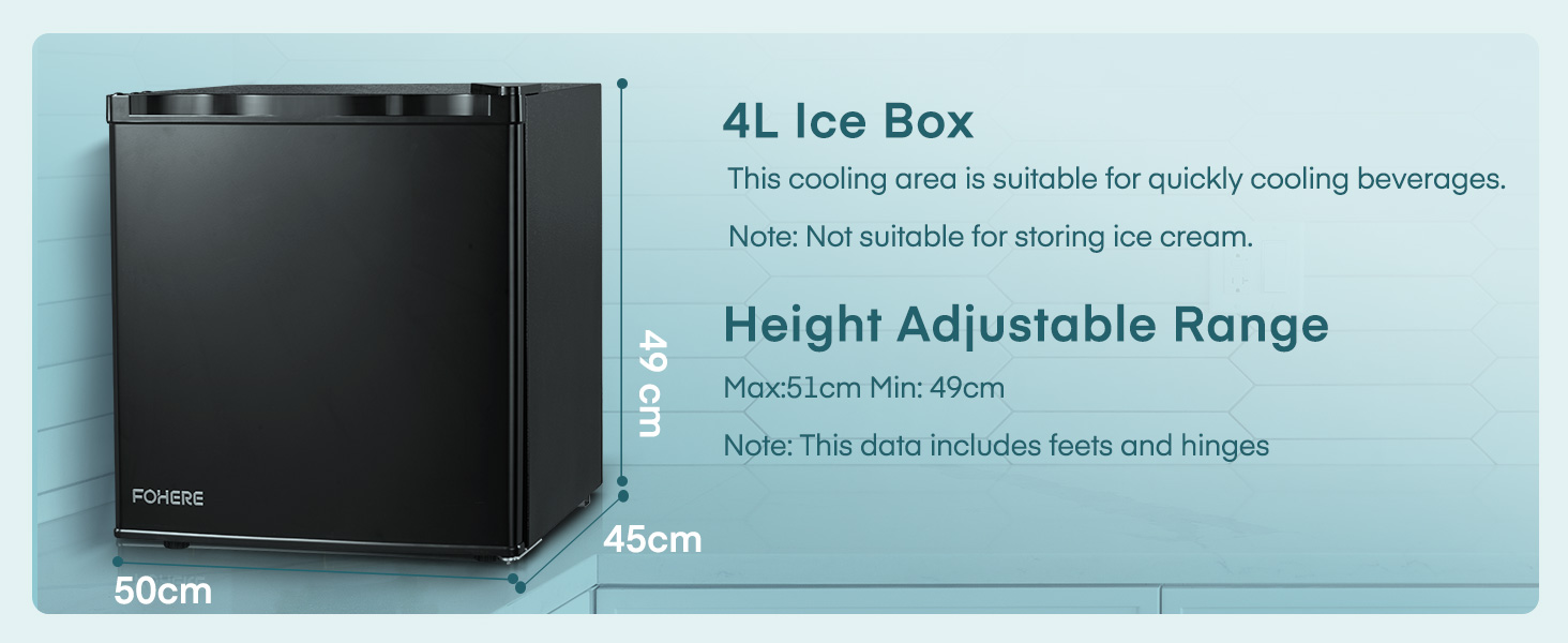 Міні-холодильник FOHERE 46L з відділенням для льоду | Компактний холодильник | Регулювання температури, енергозбереження, тиха робота | Холодильник для напоїв, ідеальний для офісу, кемпінгу та геймінгу | Змінний бік відкривання дверцят | Чорний