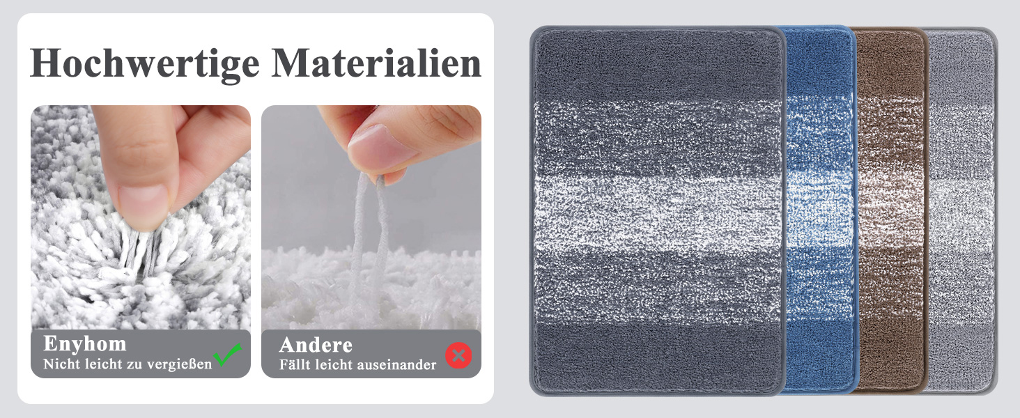 Enyhom 4-Piece Microfiber Bath Mat Set - Non-Slip Bathroom Rugs & Toilet Lid Cover (Grey, 45x65cm, 45x120cm, 50x60cm, 48x53cm)