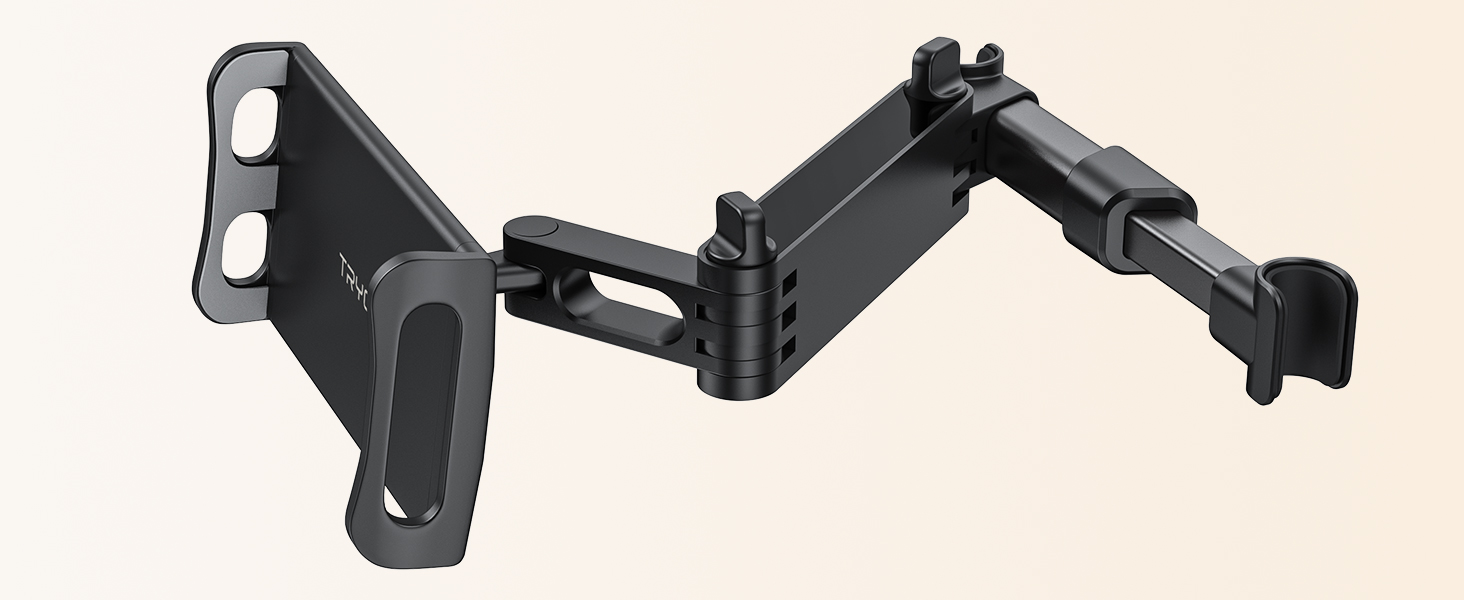 Тримач для планшету TRYONE в авто - кріплення на підголівник, висувний, для iPad, iPhone, Samsung Galaxy Tab, Kindle Fire HD, Switch, 4.7-11 дюймів, чорний