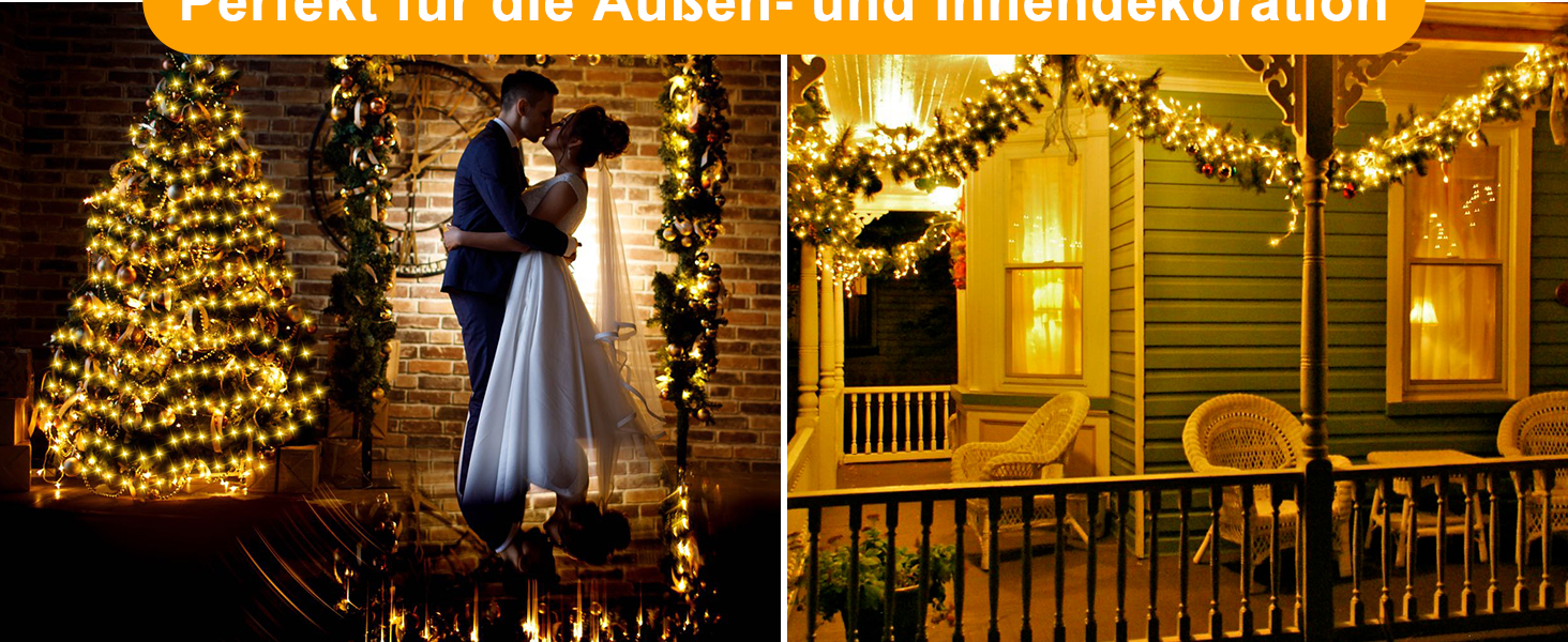 LED гірлянда світлодіодна 23м, 200 LED, струмова, водонепроникна, таймер, 8 режимів, для декору приміщень та вулиці, на Різдво, Великдень, вечірку, Кімнатна гірлянда, Кількість: 1 шт, Колір: Холодне біле світло