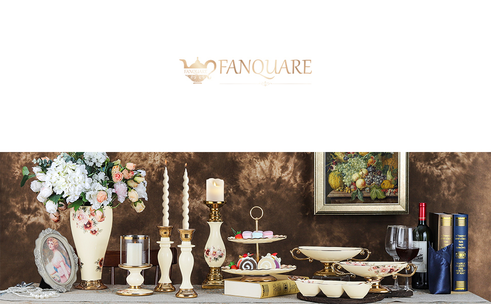 Стійка для тортів та випічки Fanquare з кераміки, золота, 2 яруси