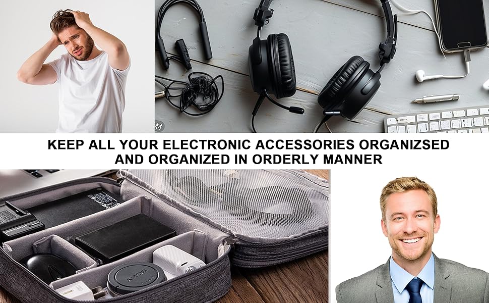 Водонепроникна сумка-органайзер для електроніки з 2 відділеннями (27x20x8 см, червона)