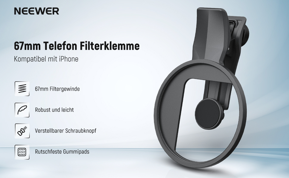NEEWER 67mm Кліп-он CPL фільтр для смартфонів: поляризаційний фільтр для об'єктивів, фотозйомка, сумісний з Samsung Galaxy S25 Ultra, Google Pixel, Huawei, Xiaomi, iPhone