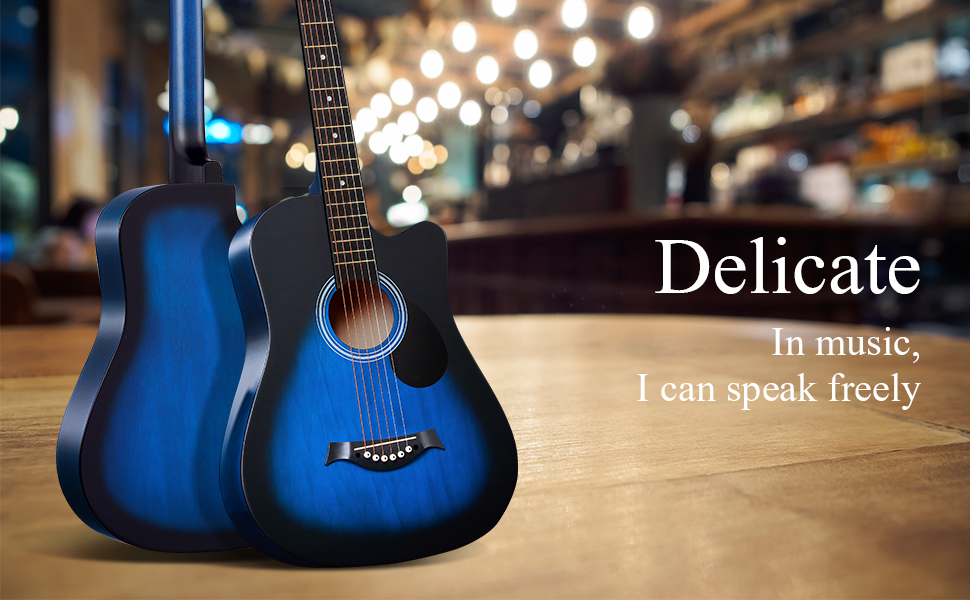 Акустична гітара Lankro 38 дюймів для початківців: чорна гітара Westerngitarre з кейсом, підставкою, медіатором, тюнером, набором струн та інструкцією