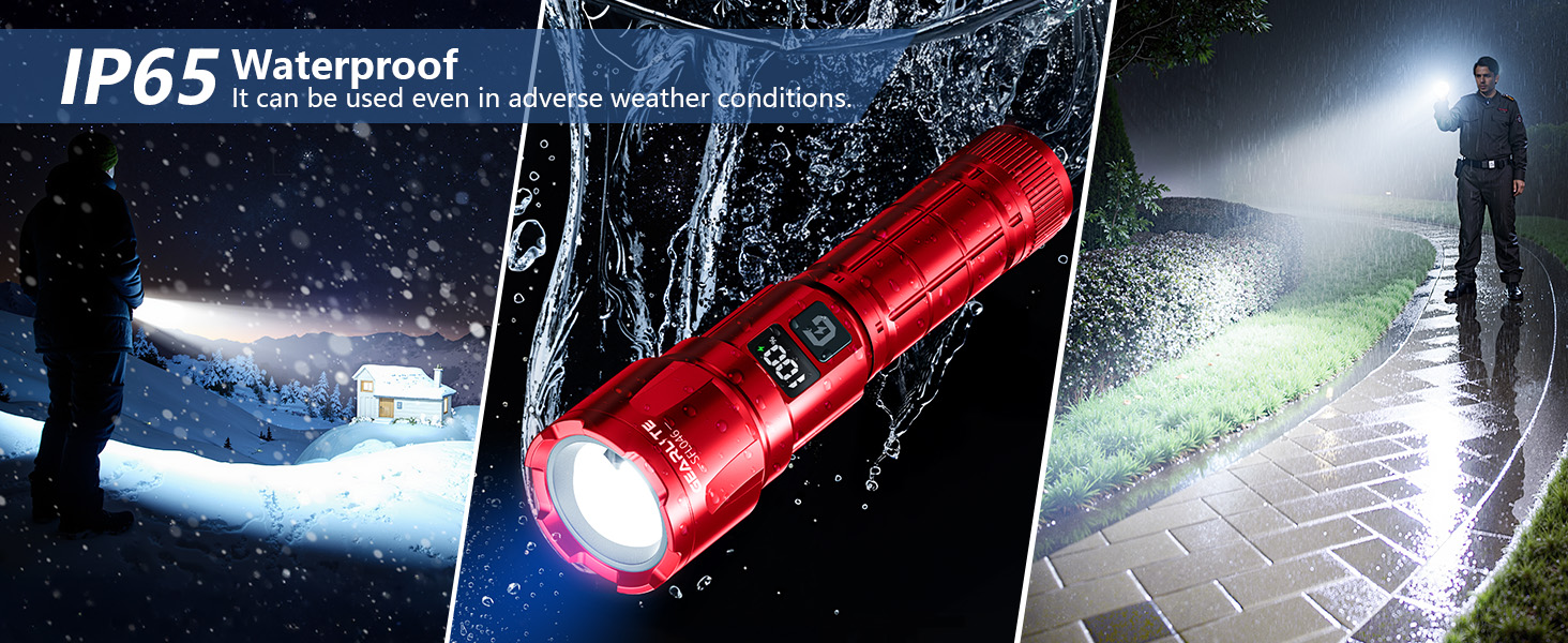 LED ліхтарик Gearlite, 6000 люмен, тактичний, з регулюванням фокусу, 3 режими, водонепроникний IP65, для кемпінгу, риболовлі, туризму, надзвичайних ситуацій (червоний, 1 шт.)