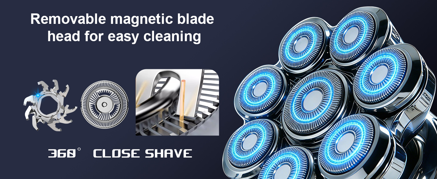 Електричний бритва для голови Glatzen Herren: професійний бритва для гоління голови, вологий та сухий, з LED-дисплеєм, 2 швидкості, сріблястий