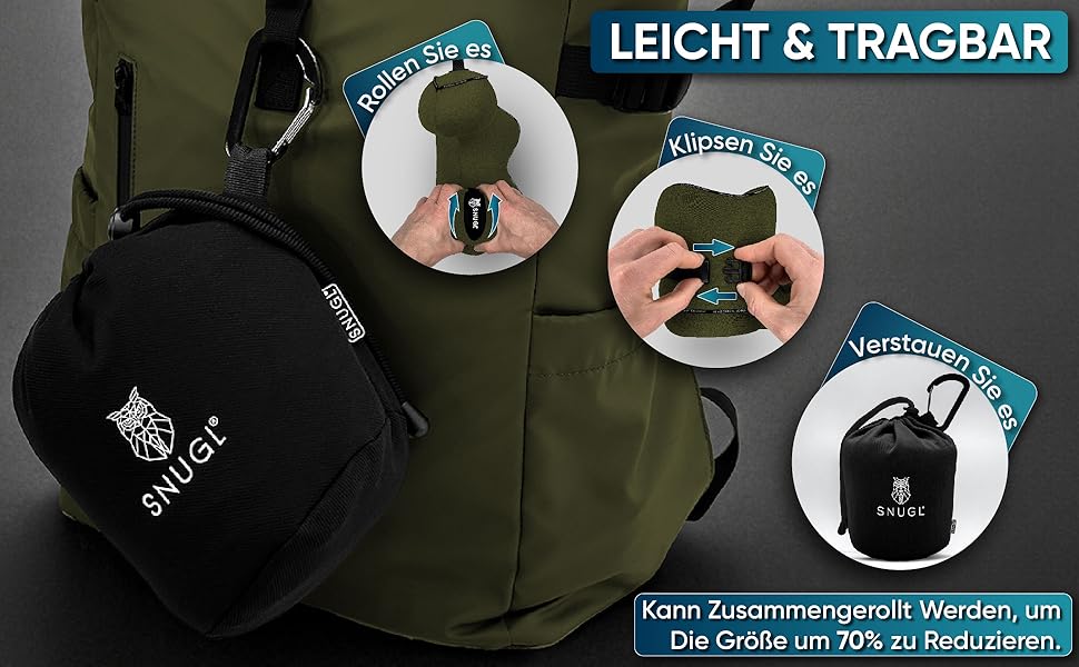 Подушка для шиї SNUGL з Memory Foam, регульована та миюча | Зручна подушка для подорожей на літаку, в авто та в дорогу | Подушка-шия, Neck Travel Pillow (доросла, маленька, оливковий)