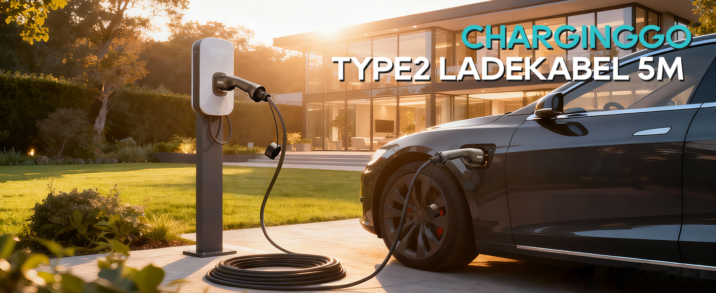 Портативний зарядний пристрій для електромобілів Type 2 (IEC 62196-2) з LCD-дисплеєм, 3.68kW, 6-16A, 5м, IP65, 16A, 22kW, чорний