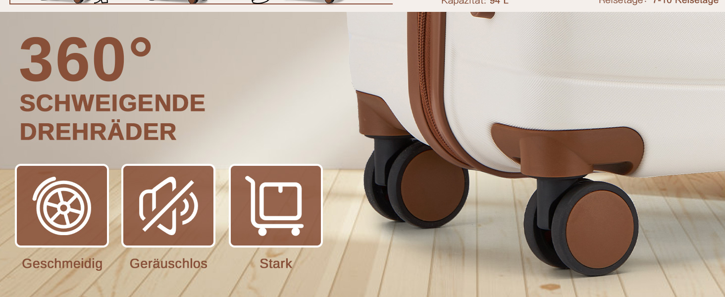 Чемодан KONO: середній, ABS+PC, з коліщатами та кодовим замком (66 см)