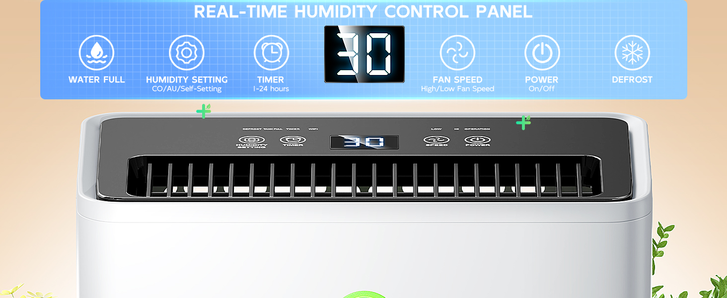 Електричний осушувач повітря 12л/24г з автоматичним та безперервним зливом (шланг у комплекті), для спалень та підвалів, LED-дисплей, тихий з таймером