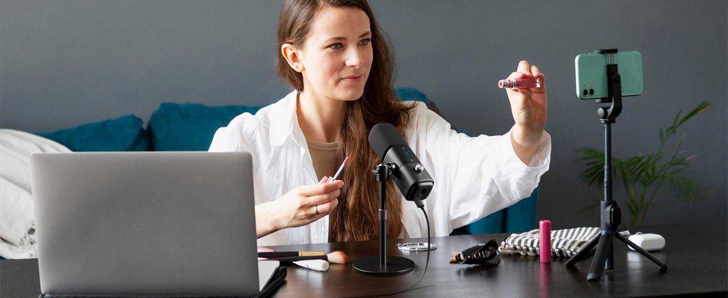 Конденсаторний мікрофон NearStream AM25X з підставкою: USB/XLR, для стрімінгу, подкастів, ігор (PC/PS5/PS4), з функцією моніторингу та шумозаглушення