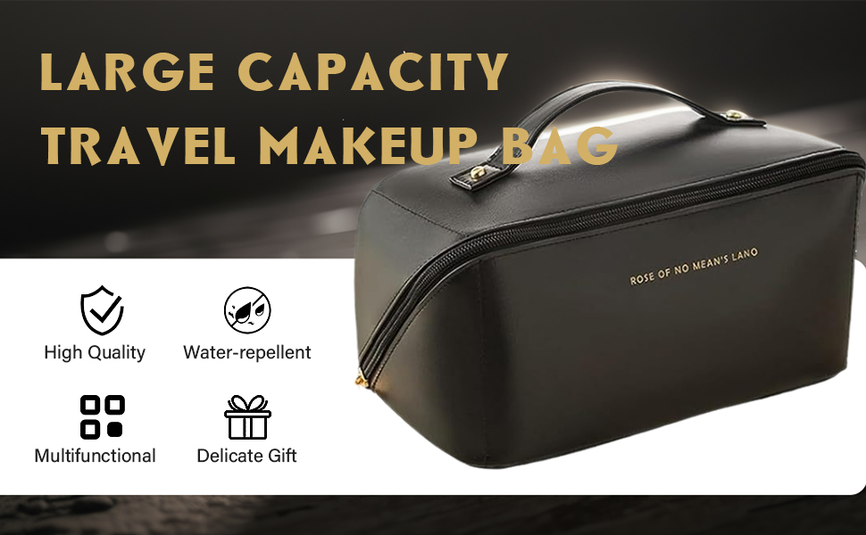 Косметичка для подорожей, велика, водонепроникна, з екошкіри - для макіяжу та косметики