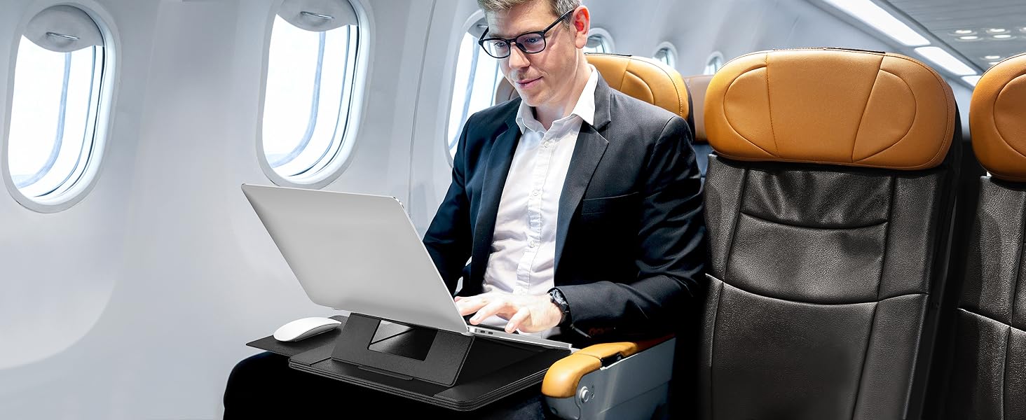 Зручний лапдеск AboveTEK для ноутбука: ергономічний, з антиковзким покриттям, захистом від нагріву та вбудованим ковриком для миші. Ідеально для роботи в ліжку, на дивані та в подорожах (чорний)