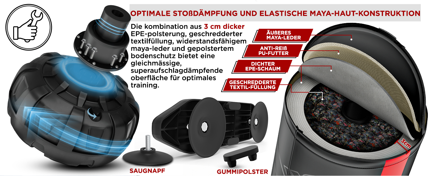 Стенд-боксерський мішок RDX 6FT 330LB з рукавичками та чохлом XXL. Ідеально для MMA, кікбоксингу, боксу, муай-тай. Чорний колір.