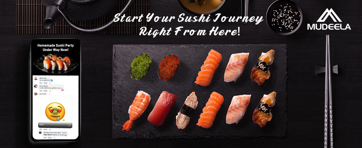 Набір для приготування суші MUDEELA: бамбукові килимки, палички, лопатка, інструкція