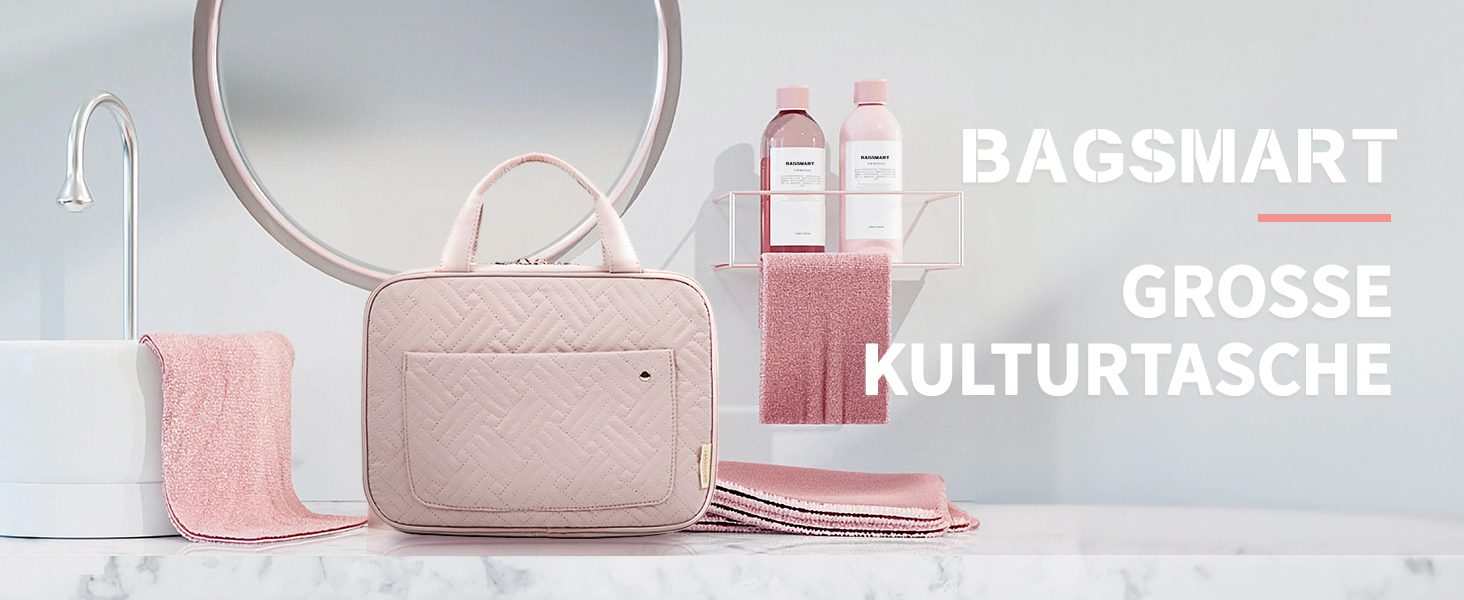 Органайзер BAGSMART для косметики та туалетного приладдя, водовідштовхувальна дорожня косметичка з гачком для підвішування, для шампуню, аксесуарів, контейнерів повного розміру