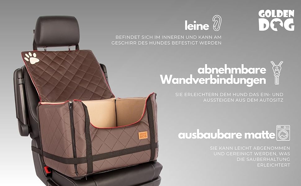 Автомобільний лежак для собак Golden Dog M - 52x44x33 см, чорний, з кріпленням ISOFIX, водонепроникний, з підкладкою