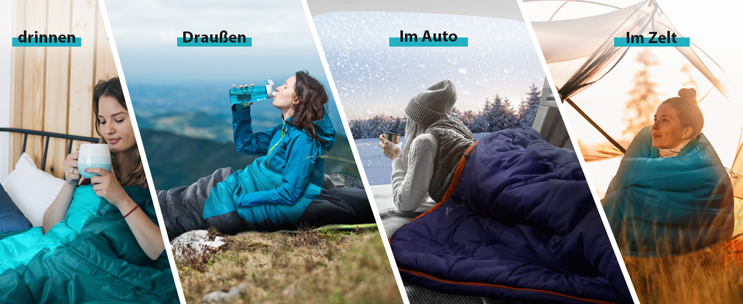 Сплячий мішок Forceatt -10°C~15°C, 4 сезони, для дорослих, водонепроникний, ультралегкий, для кемпінгу, подорожей, туризму та відпочинку. -10°C, синій