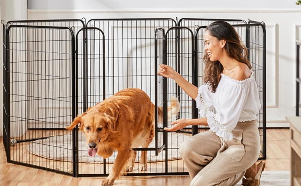 Забіг для цуценят Yaheetech 16-панельний, 60 см заввишки, для собак, кроликів, щурів, з 2 дверцятами, для дому та вулиці