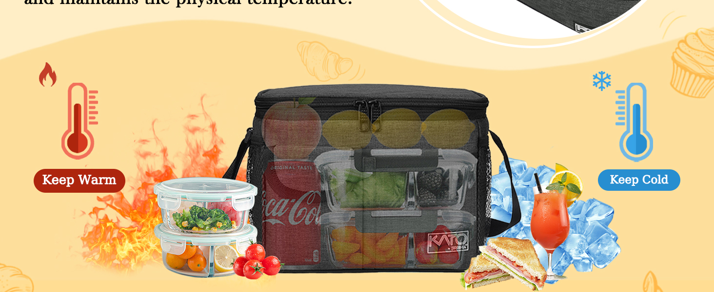 Термосумка Kato Tirrinia 17L (23 банки) - велика, чорна, водонепроникна для пікніків, роботи, пляжу