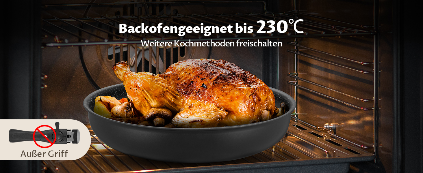 Набір сковорідок Fadware Induktion: антипригарне покриття, 20/24/28 см, знімний ручка, для всіх плит, PFOA/PFAS-free, для духовки, легке миття, для кемпінгу