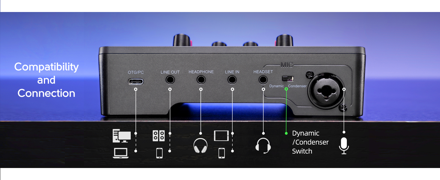 FIFINE ігровий аудіомікшер для ПК, RGB звукова карта для XLR мікрофона, аудіоінтерфейс для стрімінгу та музикантів, мікшерний пульт для геймерів і креаторів, індивідуальне керування, зміна голосу, чорний