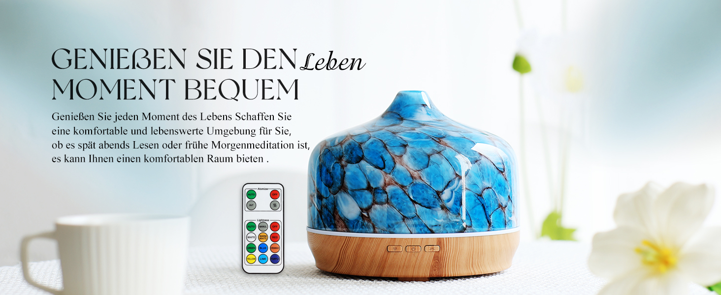 Дифузор ароматної олії Porseme 500 мл, скляний, ультразвуковий, з LED-підсвіткою 7 кольорів, для ефірних олій, тихий, для дому (Rosegold)