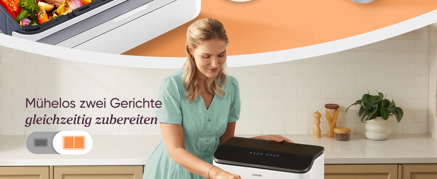 Фритюрниця COSORI Dual Blaze TwinFry 10L з 2 камерами, 4 нагрівальними елементами та регулюванням температури до 240°C (кремово-білий)
