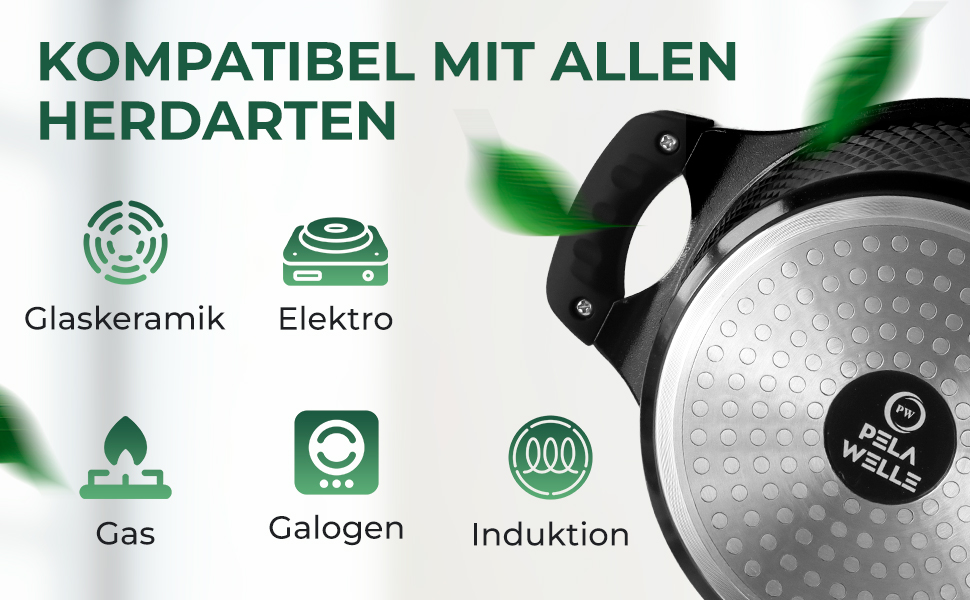 Набір каструль Pela Welle® Induktion [15 предметів, керамічне покриття] з кухонними аксесуарами, антипригарні каструлі для індукційних плит | Чорний колір | Набір каструль | Набір каструль для індукції | Каструлі | Набори каструль