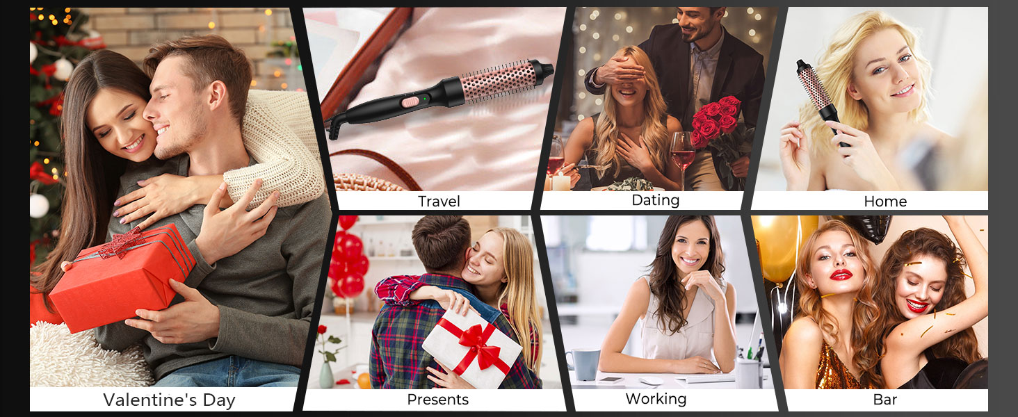 UKLISS Стайлер для волосся 6-в-1 Airbrush | Професійний набір Air Styler - 1000W | Фен-щітка, плойка, фен, для локонів, об'єму та випрямлення (Рожеве золото)