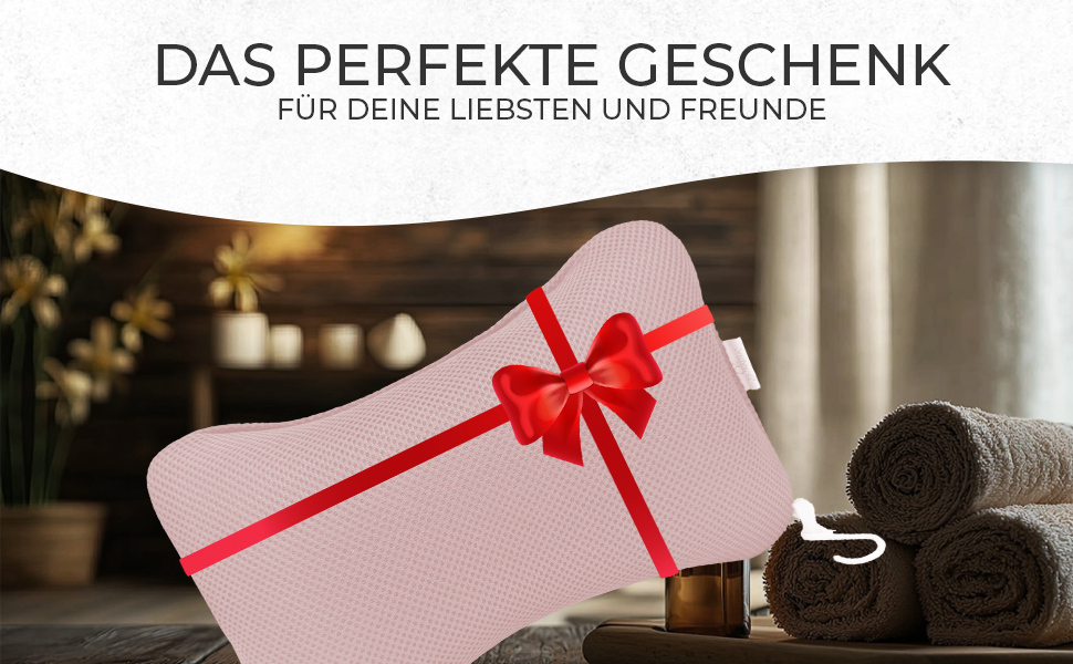 Подушка для ванни з сіткою для прання - Максимальний комфорт та релаксація з технологією Air Mesh. Подушка для ванни з 4 міцними присосками. Підтримка шиї та голови (рожева)