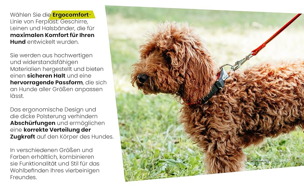 Шлейка для собак Ferplast ERGOCOMFORT Medium, зручна, з м'якою підкладкою, регульована, з подвійним мікрорегулюванням, швидка застібка, срібляста (червона), обхват шиї 37-47 см, обхват грудей 55-65 см
