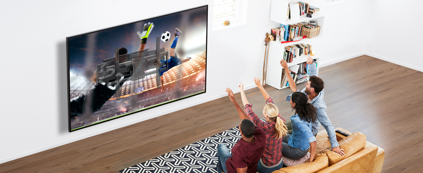 Настінний кріплення для телевізора BONTEC 60-110 дюймів, до 125 кг, подвійний важіль, витягування 1016 мм, регульований, поворотний, сумісний з VESA 800x600 мм, для великих XXL телевізорів