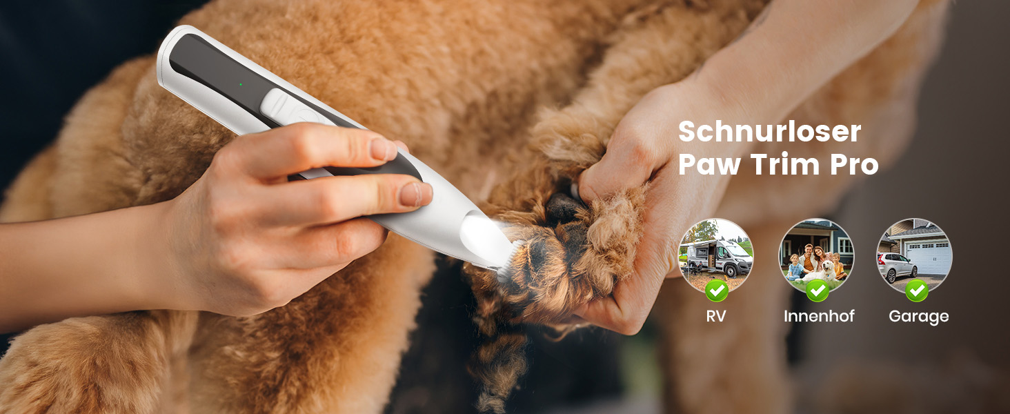 Триммер для догляду за лапами собак Oneisall з LED-підсвічуванням, тихий, акумуляторний, для лап, очей, вух, обличчя