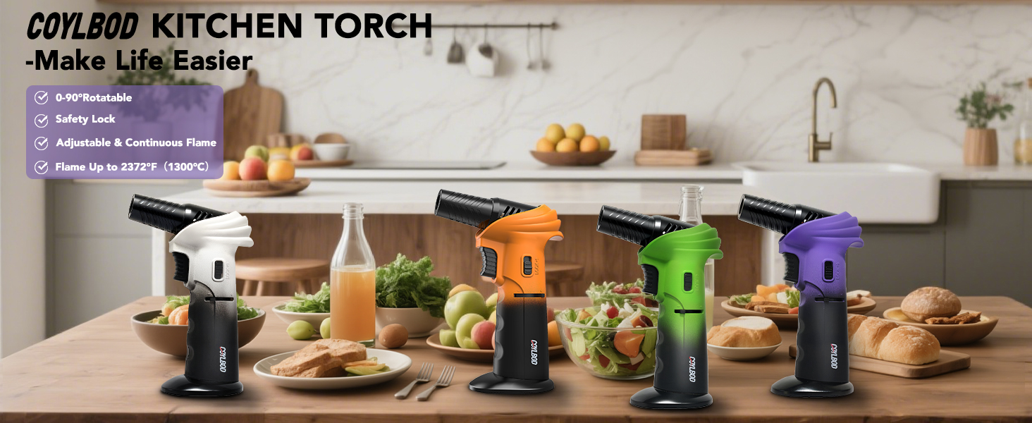 Бутанна запальничка-пальник Flambierbrenner: регульована полум'я, кут повороту 0–90°, безпечний замок, для паяння (зелено-чорний та фіолетово-чорний)