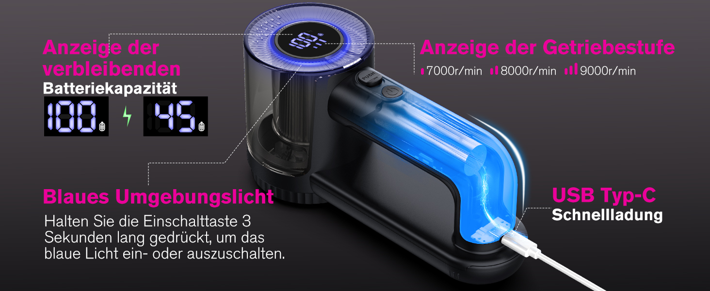 Електрична машинка для видалення кошлатання Homtronics, USB-зарядка, 3 режими, LED-дисплей, 6-лезовий ніж, для одягу, дивану, килимів, чорна