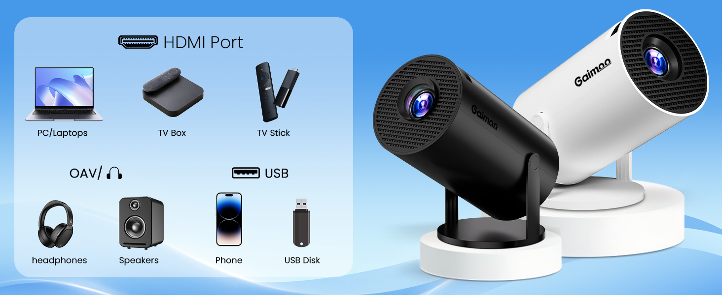 Проектор Mini Beamer 4K Full HD з Android TV, WiFi 6, Bluetooth 5.2, Auto Keystone, чорний