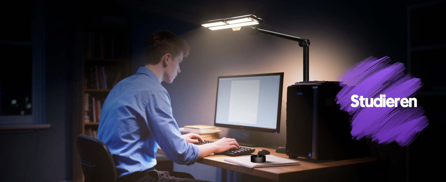 Настільна LED лампа Quntis 82.5 см з кліпсою, датчиком руху, пультом, сенсорним управлінням, 3 лампи, 182 LED, захист очей, диммер, для офісу, дому, ПК