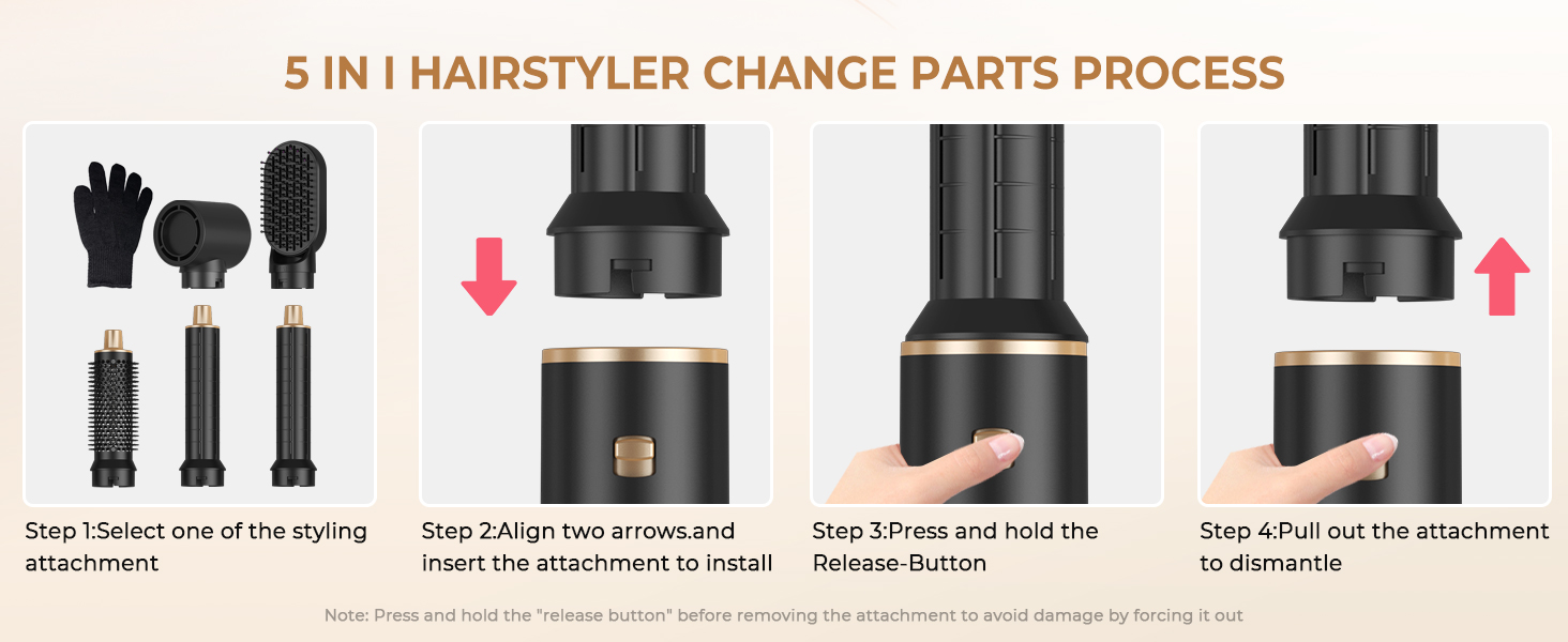 UKLISS Airstyler Pro 7-в-1: професійний фен-щітка з іонізацією, 1400W. Для створення локонів, випрямлення та сушіння волосся. (Жовтий)