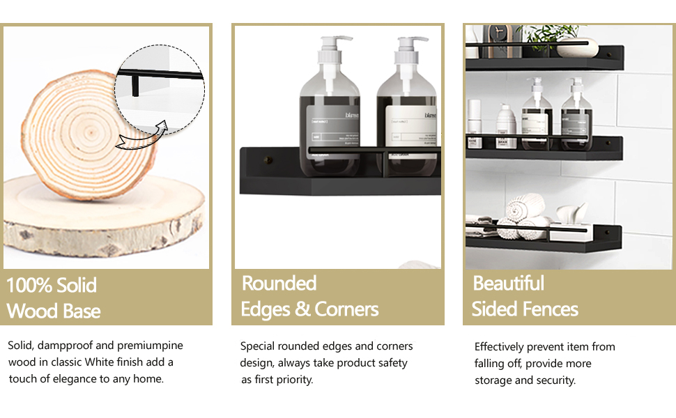 Настінна полиця Wandregal чорного кольору, 3 шт. - полиці для кухні, вітальні, спальні, офісу