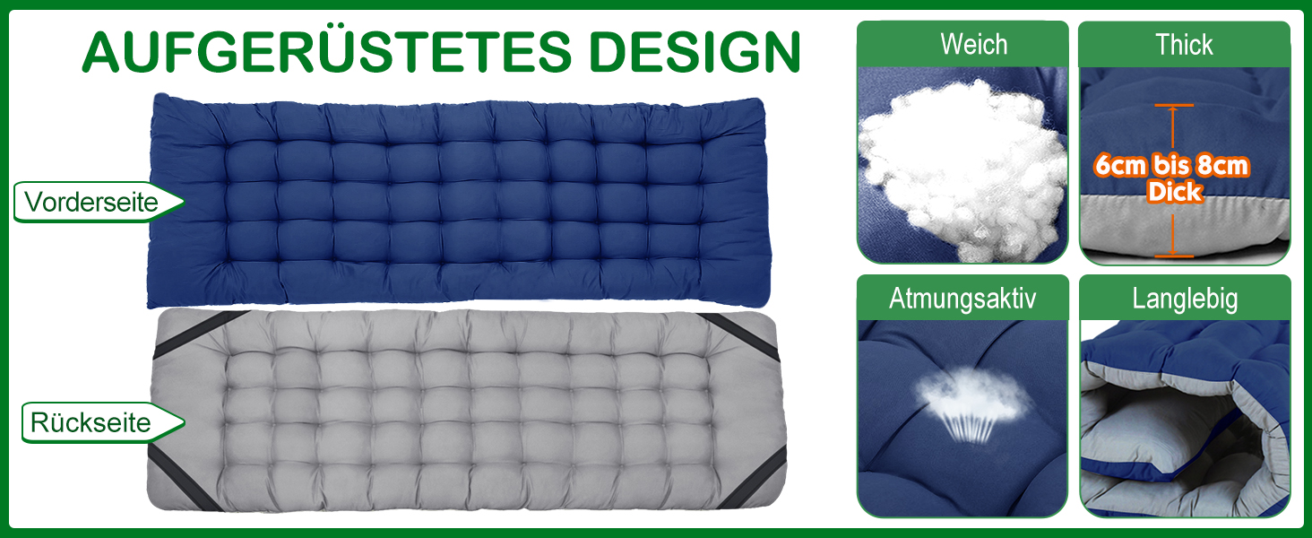 Розкладне ліжко ZIKEBTUY для кемпінгу та відпочинку: міцне, з матрацом, 200 кг, 190x71x36 см