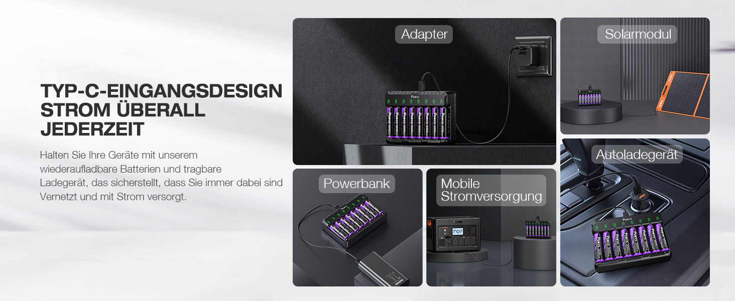 Акумулятори AA POWXS Lithium 1.5V 8 шт, 3000mAh, USB зарядка, 2000 циклів, сталевий корпус, для іграшок та камер Blink